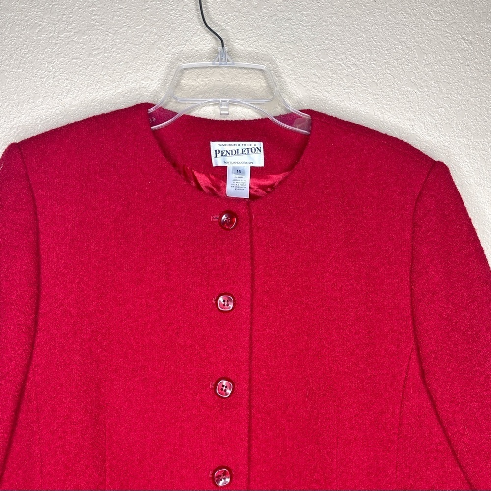 Pendleton Vintage Red Virgin Wool Collarless Prof… - image 7